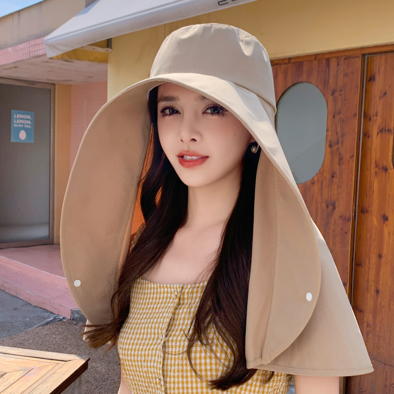 1/2/3 Uds. Sombrilla de protección solar de verano para mujer, sombrero con protección UV, sombrero para cubrir la cara de ala grande, máscara facial, sombrero con protección para el cuello