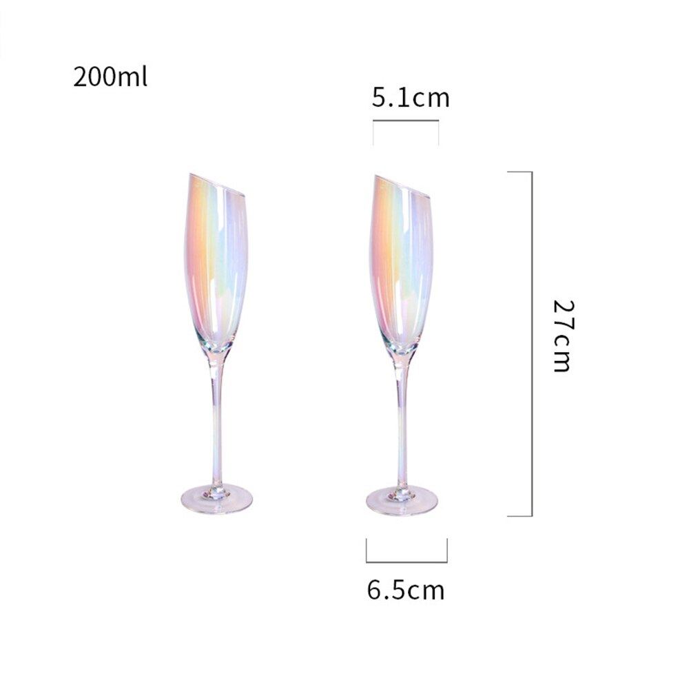 2PCS Wine Glass Electroplating Color Lead-free Glass Crystal Glass Red Wine Glass Champagne Glass Goblet Red Wine Glass Set: E