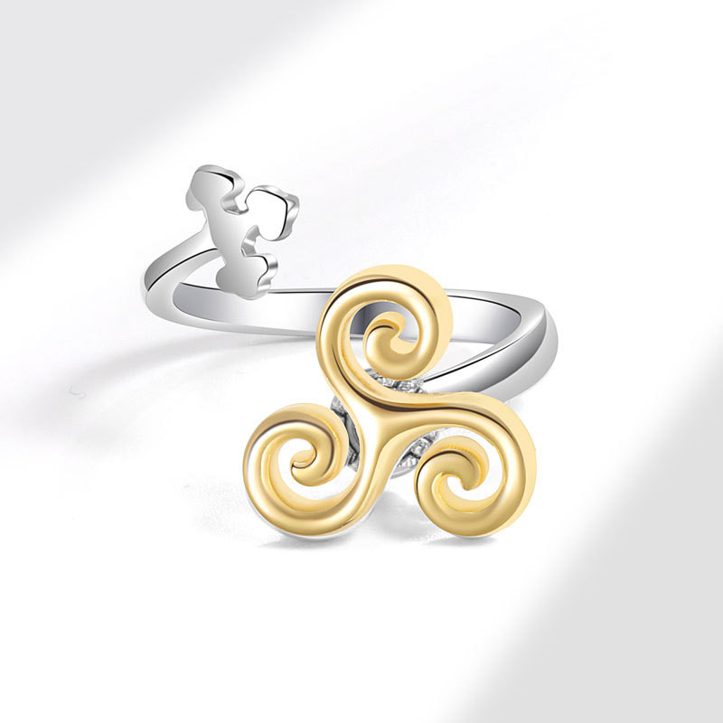 Anti-stress ångest ring för kvinnor teen wolf triskele triskelion inspirerad spinner fidget ringar trippelspiral fingersmycken