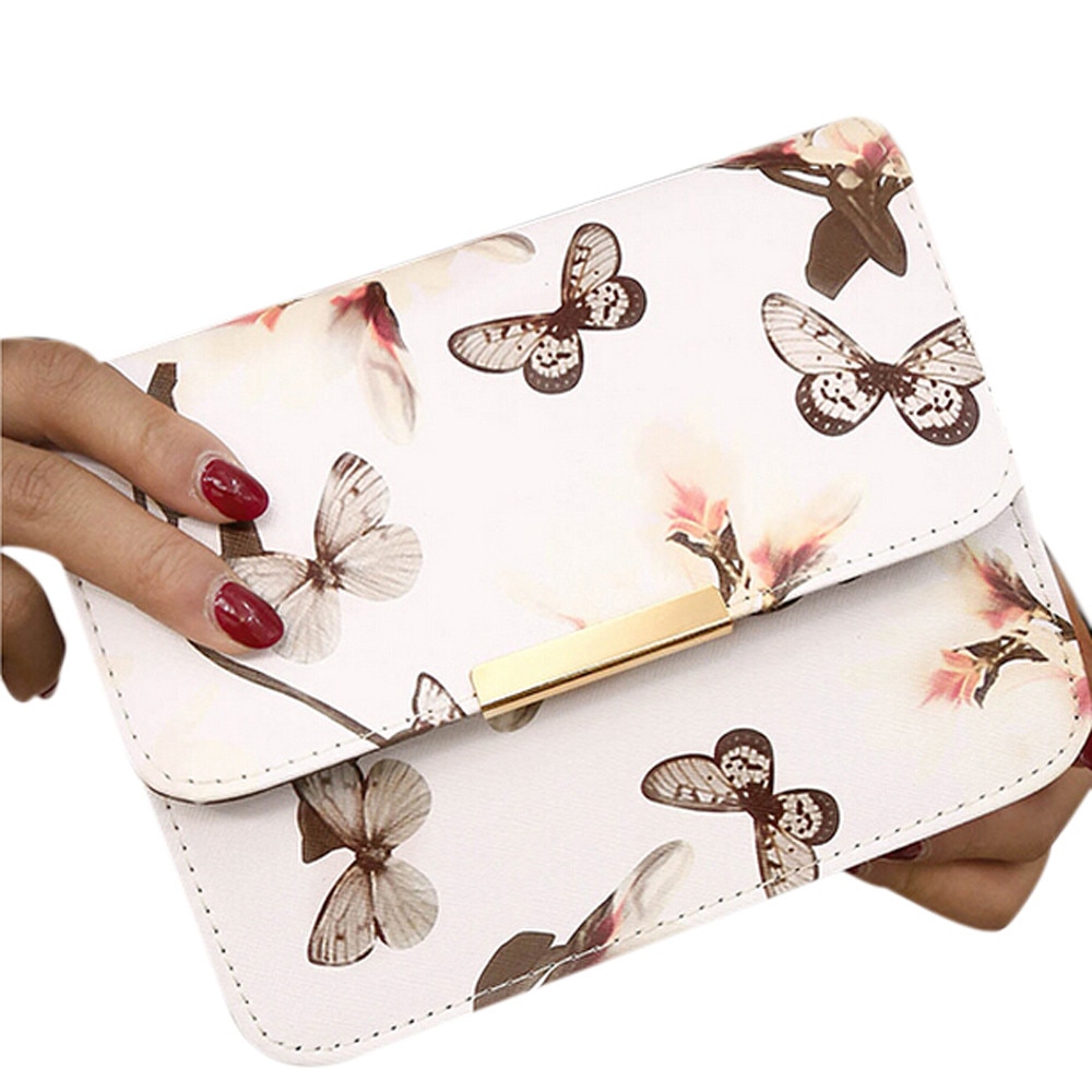 Women Floral Leather Shoulder Bag Satchel Handbag Retro Messenger Bag Famous Clutch Shoulder Bags Bag Black White #R10