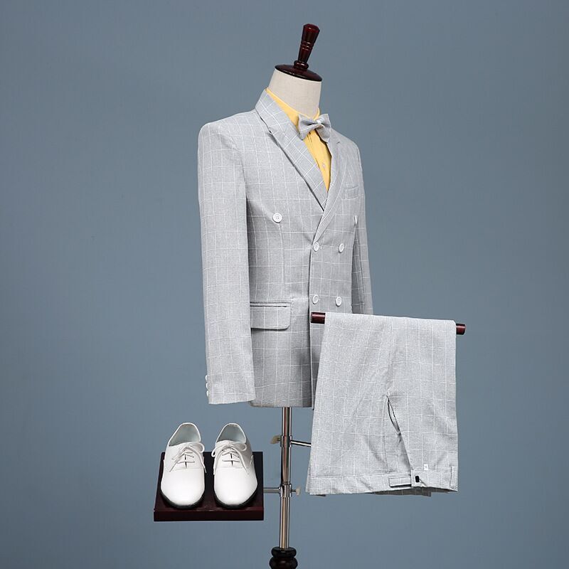 Men Fashionable 2 Sets Stage Singer Suits Wedding Groom Jacket Pants 2pcs Costume Homme Mariage Di Usura Dello Sposo