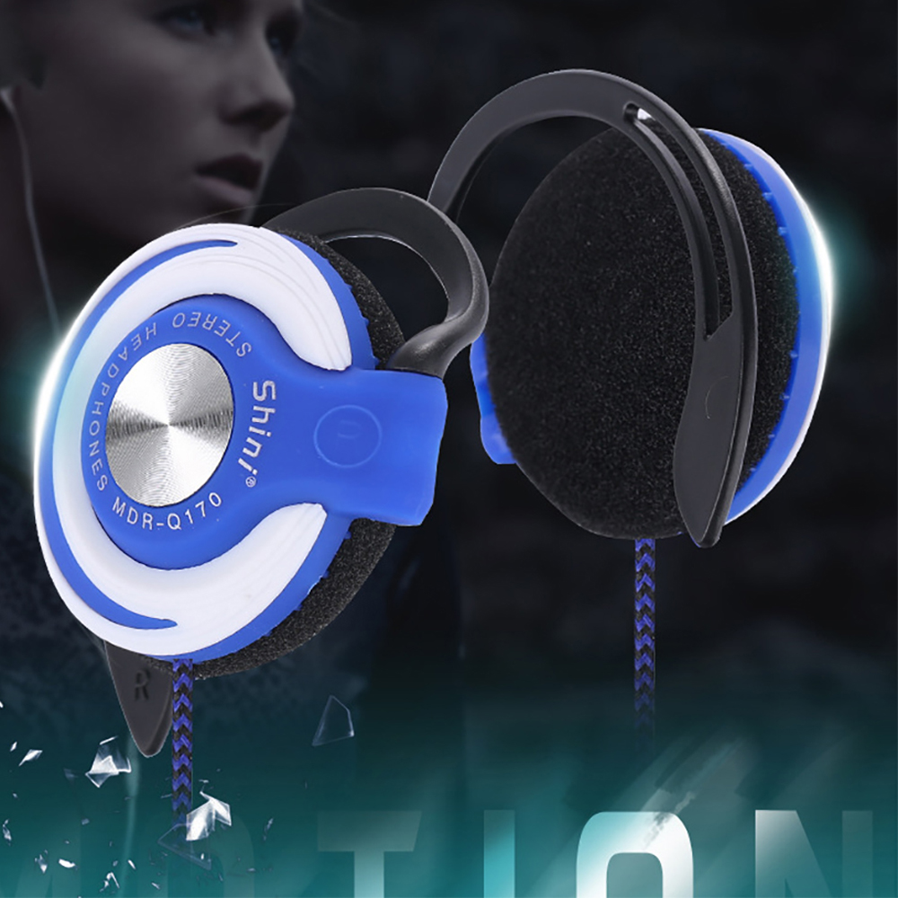 3.5mm Wired Headphones Stereo Heavy HiFi Bass Headset Over-ear Adjustable Ear Hook Earphones Music Earphone for Phone