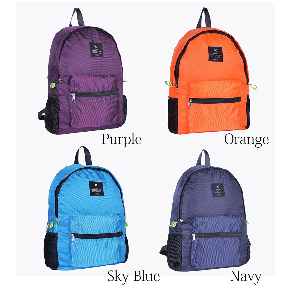 Unisex Foldable Zipper Large Capacity Outdoor Nylon Backpack Hiking Adjustable Stap Travel Camping