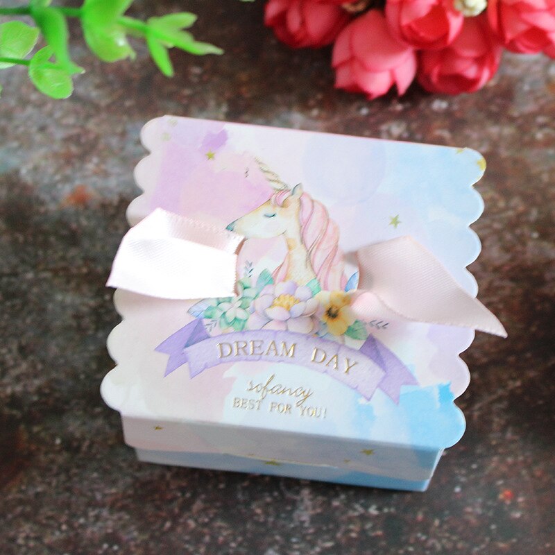 10pcs Lint Bronzing box Candy Bag wedding geschenkdoos dank u box cookie bag merci favor Tassen: unicorn