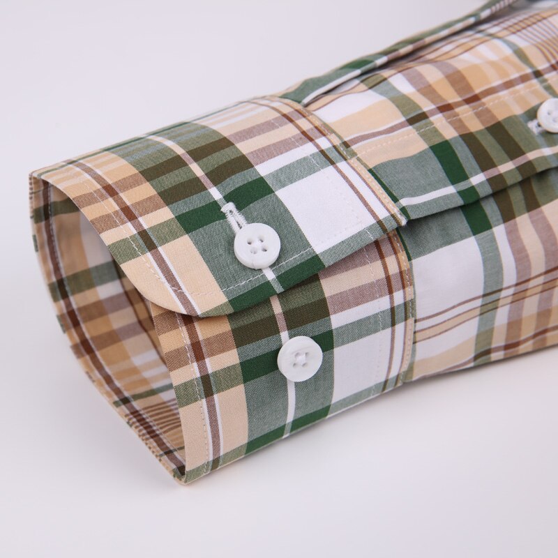 Engelsk stil langærmet plaid ternet bomuldsskjorte lommefri standard pasform casual button-down mænd gingham skjorter