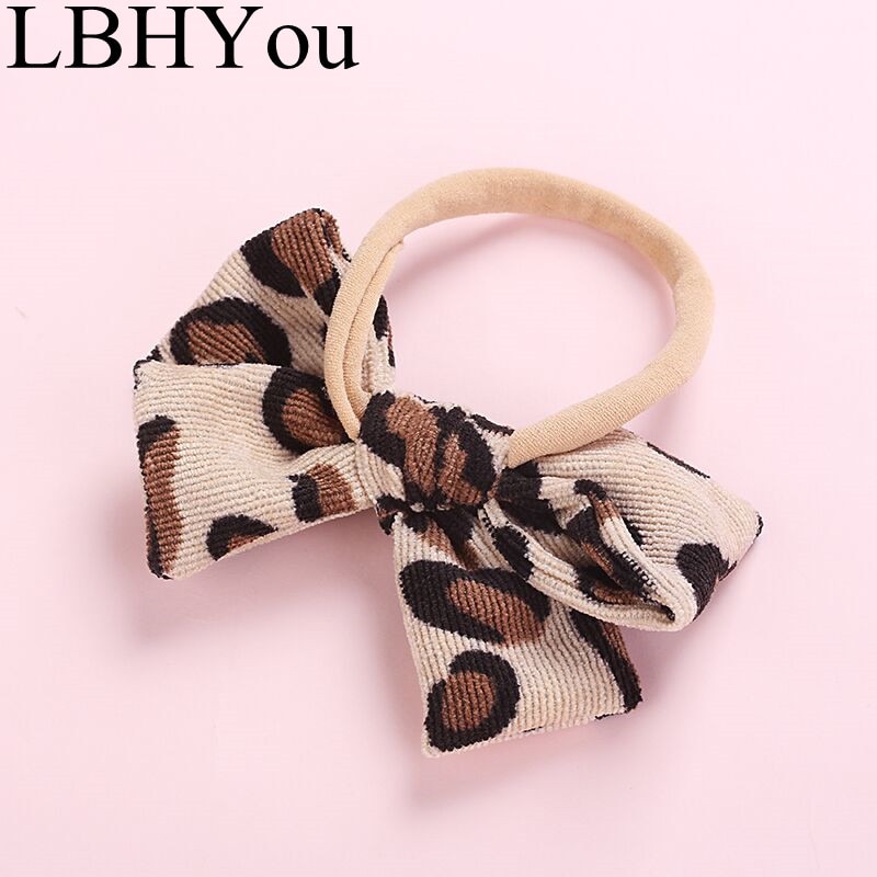 1pc meisjes luipaard corduroy nylon hoofdbanden pasgeboren baby meisjes dunne elastische nylon strikken haarbanden haaraccessoires