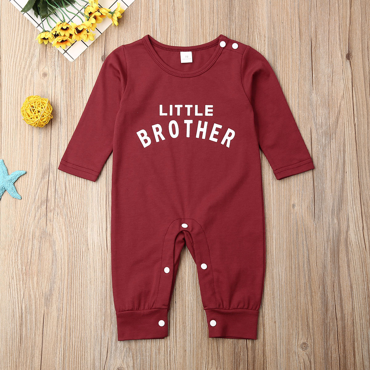 0-24Month Newborn Baby Girl Boy Knitted Long Sleeve Romper Tops Winter Outfits Little Brother One Piece Clothes