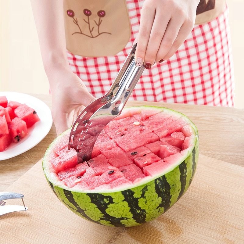 Rvs Fruit Cutter Watermeloen Hand Slicer Snijden Gereedschap Keuken Gadgets
