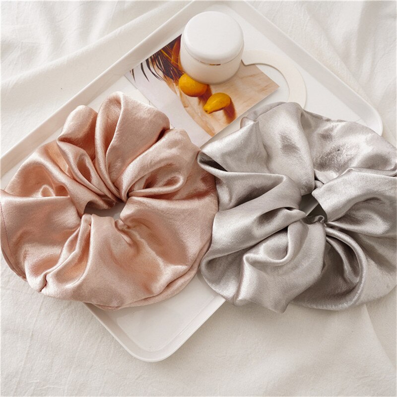 Cintas para el pelo de gran tamaño para mujer, Scrunchies de seda satinada lisa, bandas de goma para el cabello bandas elásticas para pelo, accesorios, coletero