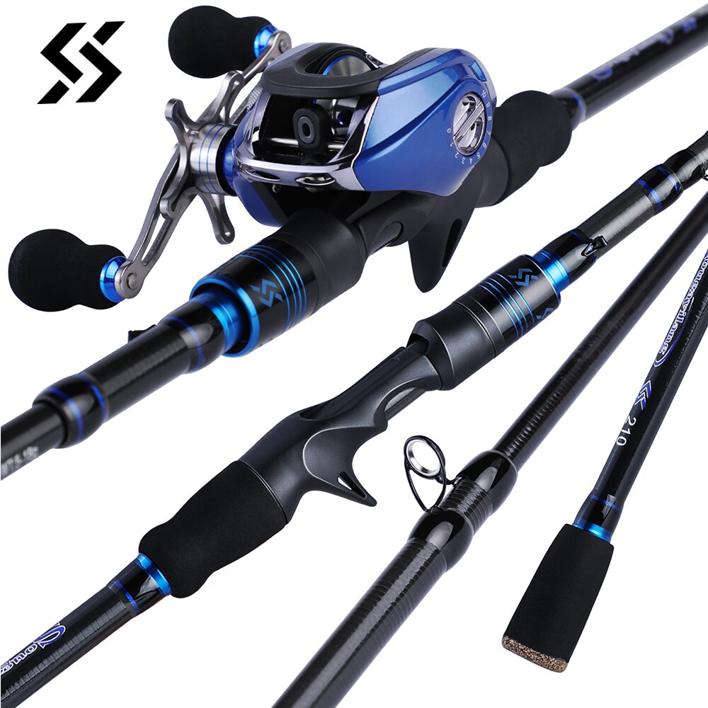 Sougayilang 1.8M 2.1M Portable Telescopic Fishing Combo Carbon Fiber Fishing Rod and 17+1BB Baitcasting Reel Travel Fishing Set
