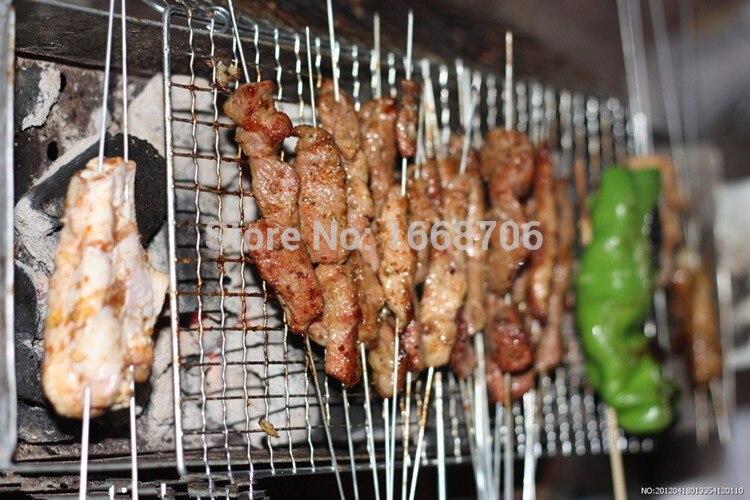 50 unids/lote de pinchos de acero inoxidable de 28,5 cm x 2mm, palillo de acero inoxidable para barbacoa, utensilios para barbacoa, cocina, comedor y bar, hogar y jardín