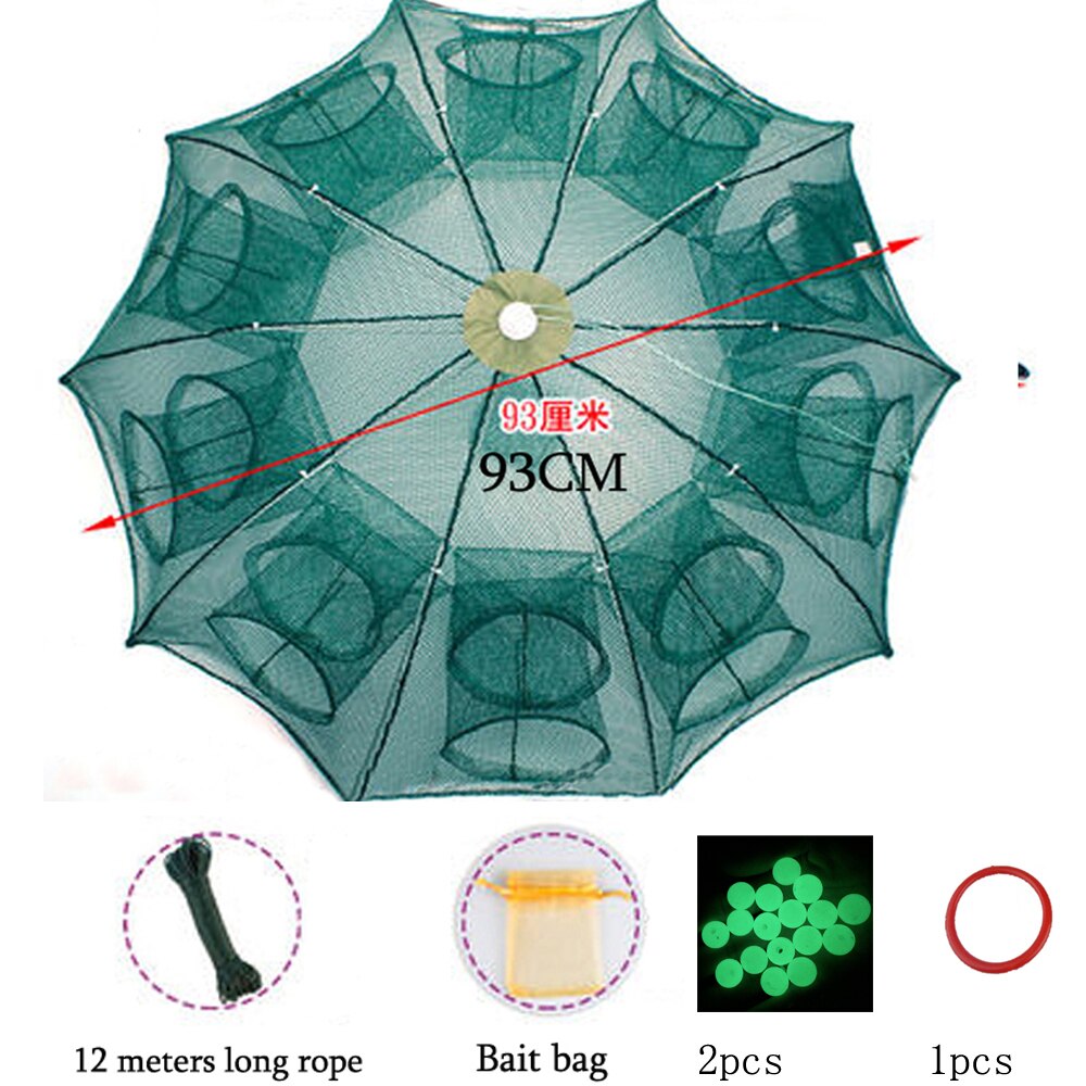 Strengthened 4-20 Holes Automatic Fishing Net Shrimp Cage Nylon Foldable Crab Fish Trap Cast Net Cast Folding Fishing Network