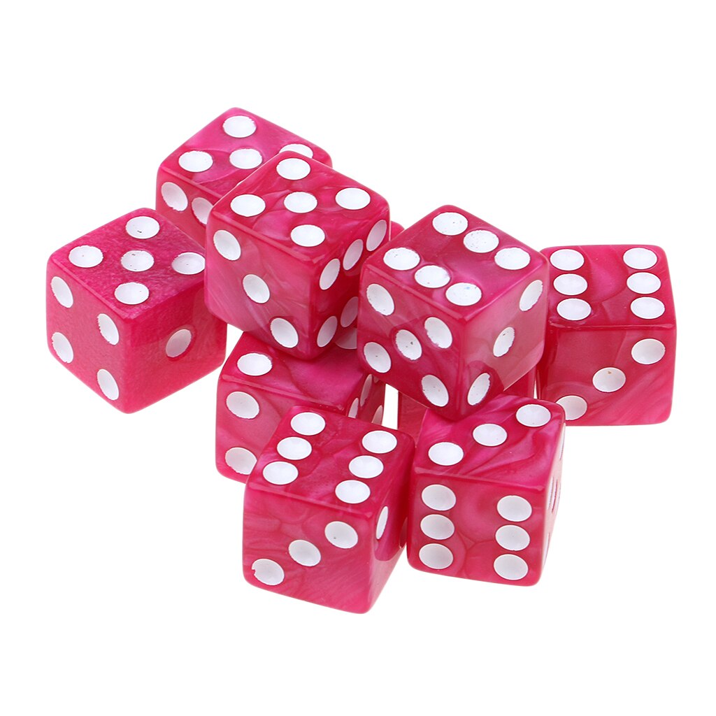 10Stck 16mm/0.63 ''D6 Würfel Sechs Seitige Platz Stirbt Spielzeug für Kneipe Lustige Spiel Accs: Rose rot