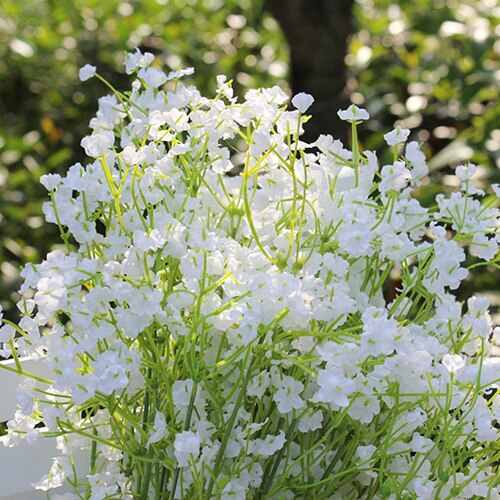 1 pc kunstige babysbreath gypsophila silke blomst fest bryllup diy hjemmeinnredning plast pu blomst krans krans til bursdag