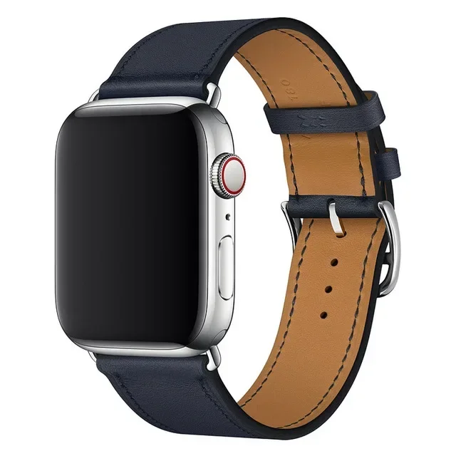 Læderurrem til apple watch-rem serie 9 8 7 6 se 5 4 3 2 1 til iwatch 38mm 42mm håndledsrem til iwatch-rem 44 40 41 45 49mm: Grøn blå / 14mm