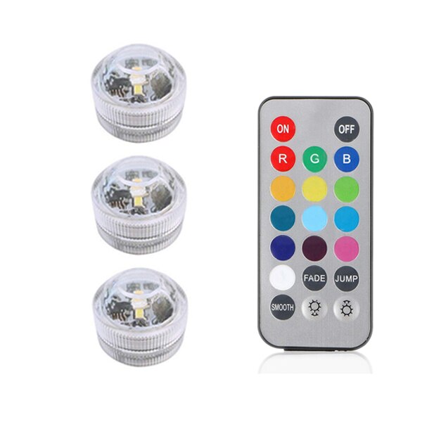 RGB Submersible LED Lights Battery Operated IP68 Waterproof Underwater Light for Pond Swimming Pool Fish Tank Wedding Party lamp: 3 lamp 1 controller