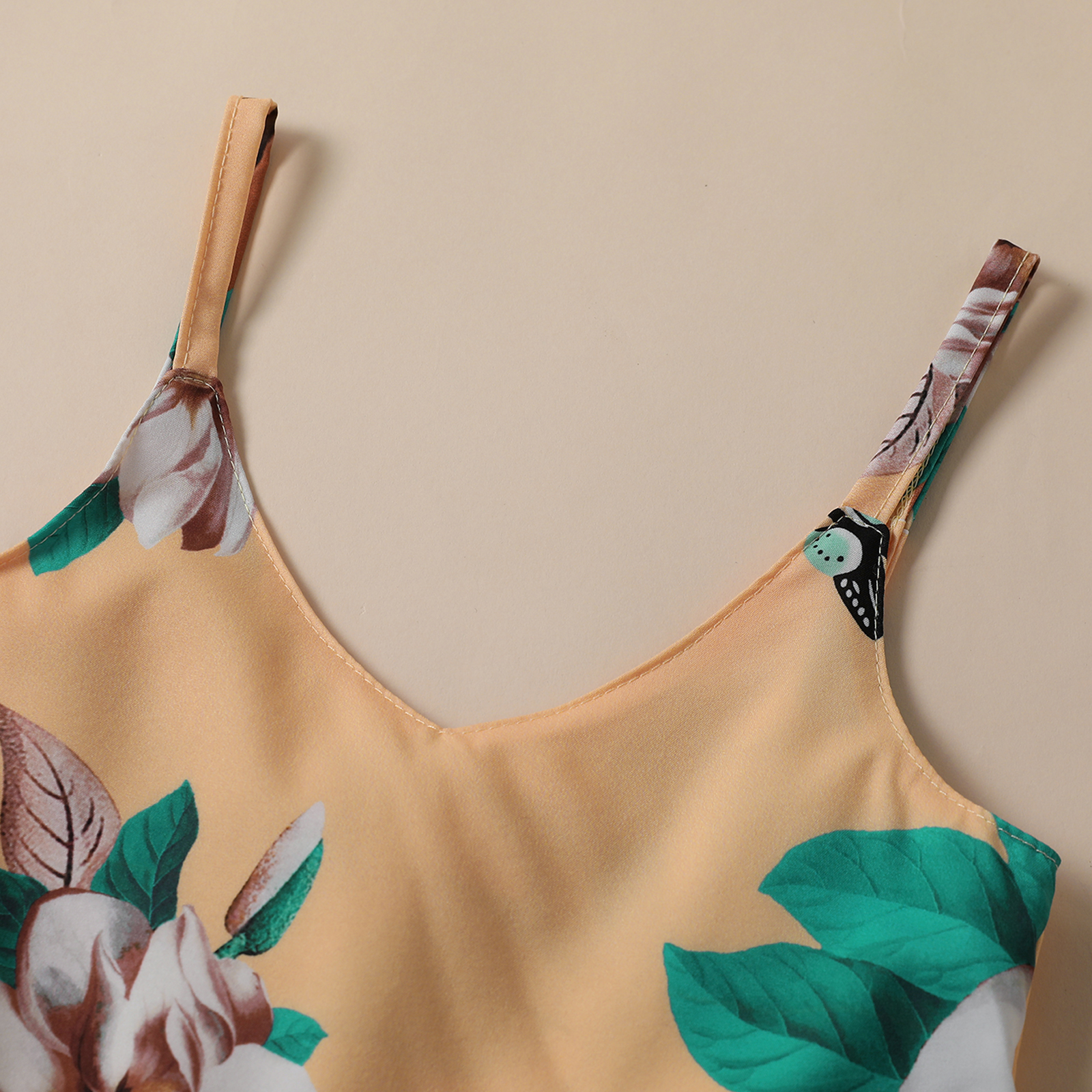 Peuters Meisjes Verstelbare Tailleband Jumpsuit Zomer Mouwloze Bloemen Printing V-hals Overalls Kleding