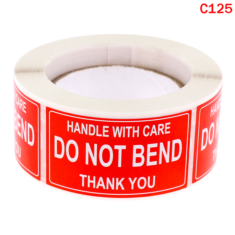 250 Fragile Stickers 1x3in Handle with Care Thank You 500 / Roll Warning Labels: not bend 2