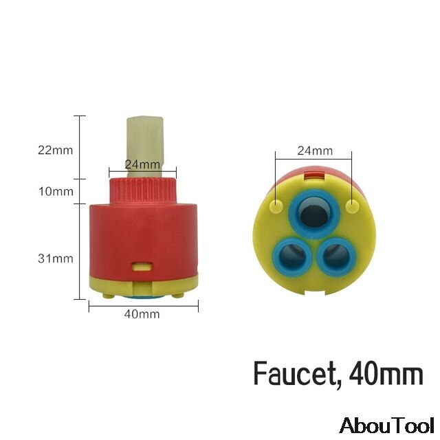 Badeværelse udskiftning armatur håndtag forkromet haner tilbehør til 35mm/40mm patron spole vandhane enkelt metal håndtag: 40mm ventilkerner