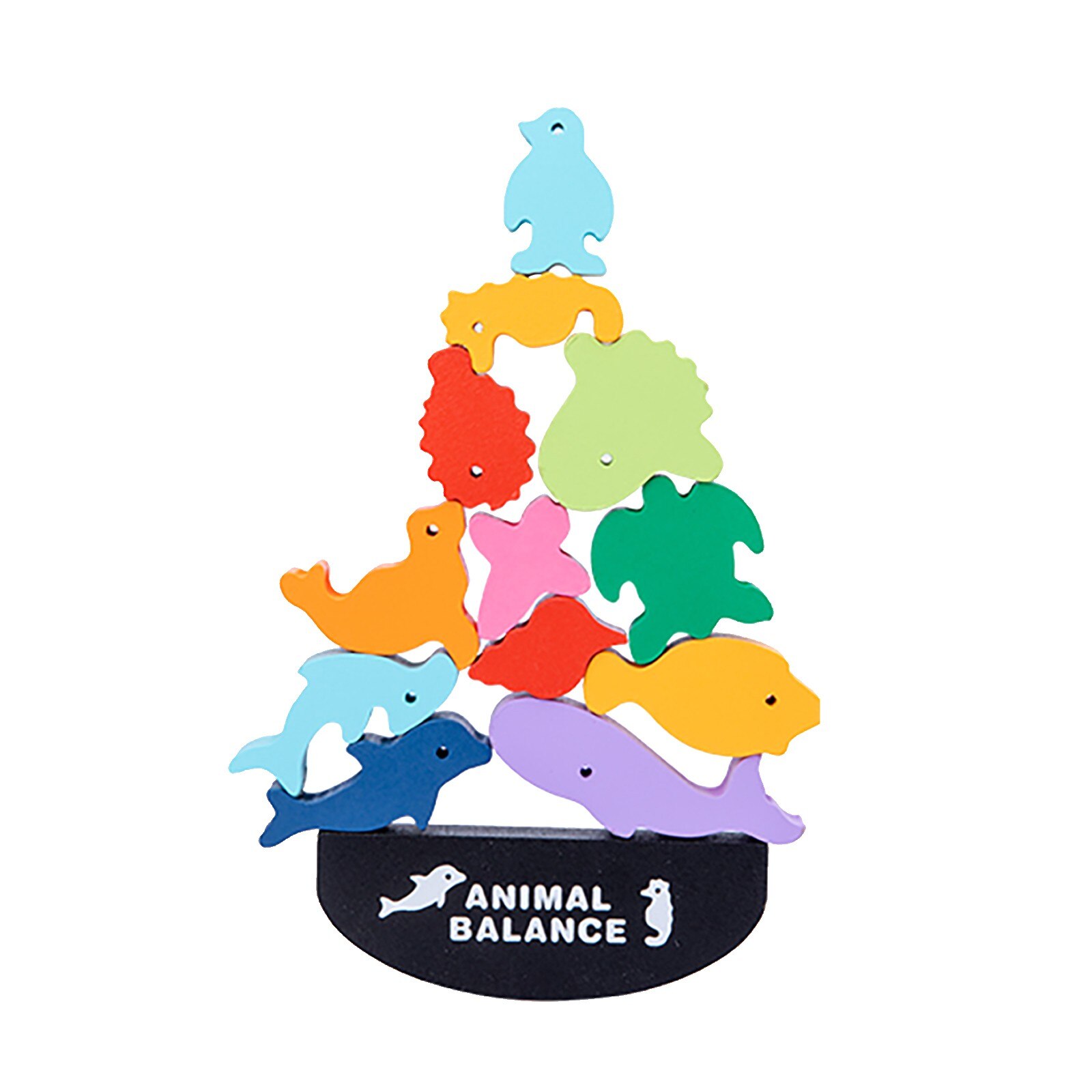 Animaux en bois équilibre formation Puzzle jeu Kit de jouet éducatif préscolaire jouet Construction jouets enfants bébé Puzzle jeu jouet: Vert clair