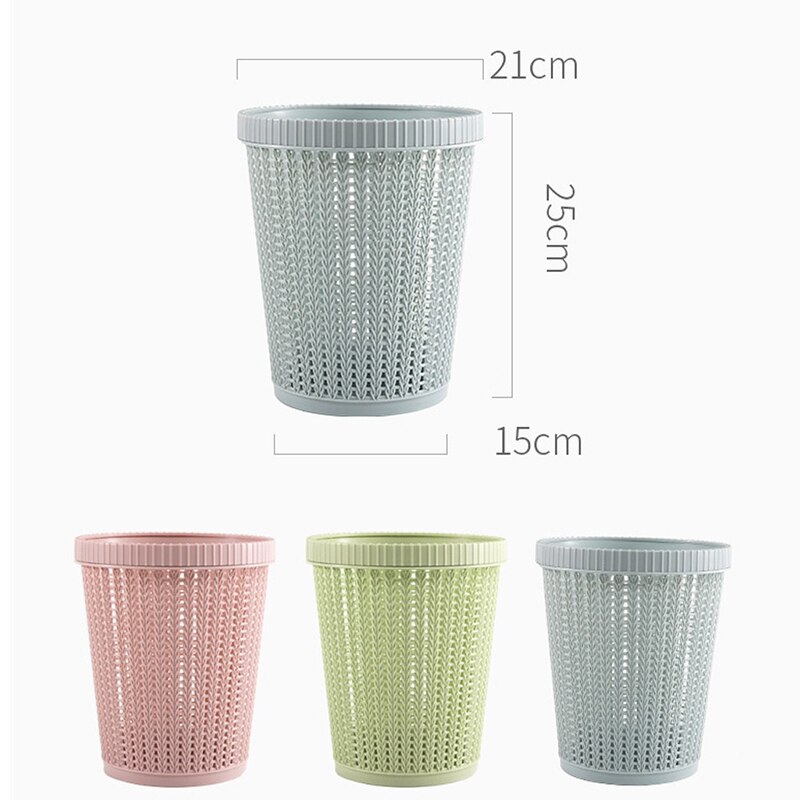 Cubo de basura de plástico sin tapa para el hogar y la Oficina, cesta de almacenamiento redonda de ratán, para sala de estar, dormitorio, papelera, Herramientas de limpieza