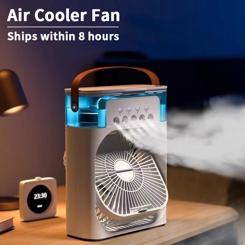 ventilador 3 en 1, aire acondicionado, Enfriador de aire pequeño para el hogar, luz LED nocturna, humidificador portátil, ventilador de ajuste de aire, ventilador para oficina y hogar