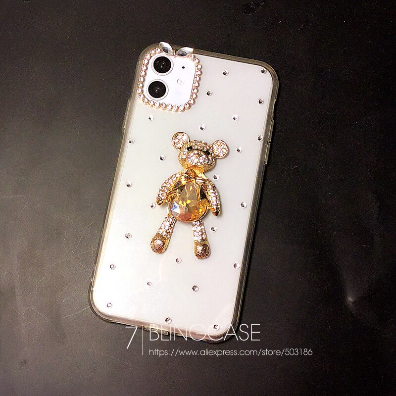 Diament niedźwiedź futerał na telefon do Sony Xperia 5 8 10 Plus 1 XZ4 XA3 Z3 Z5 kompaktowy L1 L2 L3 M5 E5 II Rhinestone skrzynki pokrywa