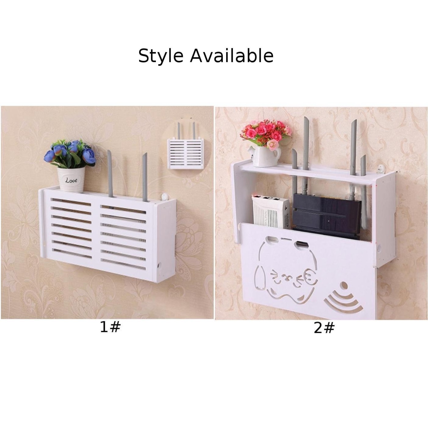 Living room WIfi Storage Box Router Shelf Wall Wood 25*20*9.5cm Attachment Tool White Home for storing Wifi,Mini Bag