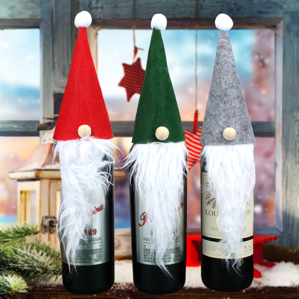 Christmas Wine Bottle Cover US Nordic Winter Xmas Champagne Bottle Clothes Cartoon Home Party Decoration Supplies