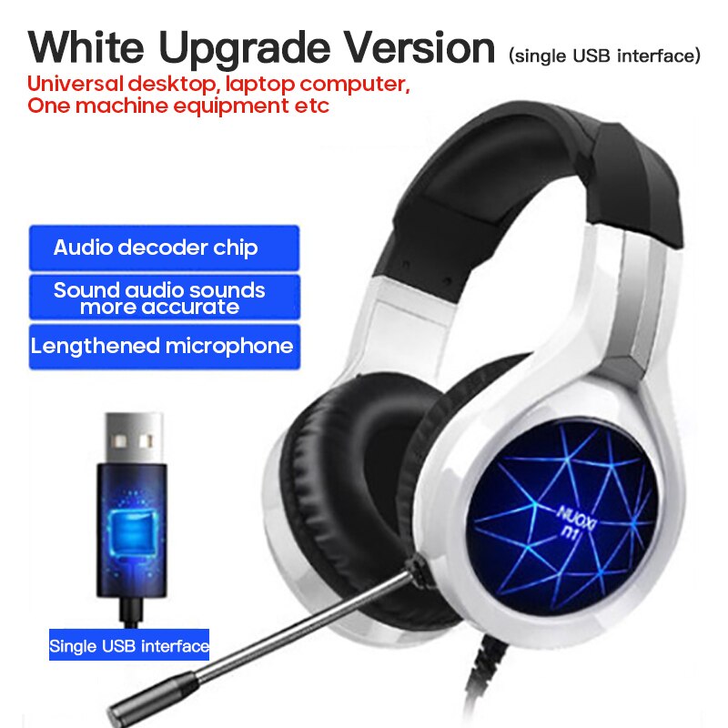 Gaming Headset Hoofdtelefoon Met Microfoon Licht Surround Sound Bass Koptelefoon Voor PS4 Professionele Gamer Pc Laptop: G