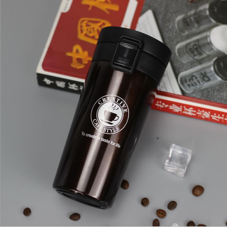 Premium Reizen Koffie Mok Rvs Thermos Tumbler Kopjes Thermoskan Thermo Water Fles Thee Mok Thermocup: Brown