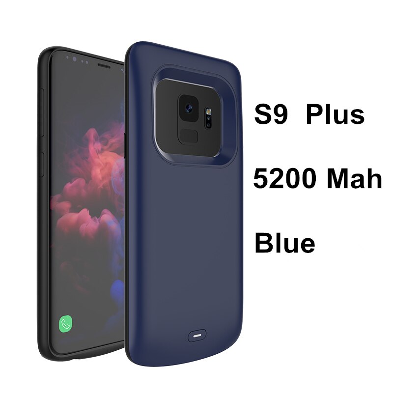 Para samsung galaxy note 9 caso de bateria carga rápida carregador externo capa power bank para samsung galaxy s9 caso de bateria s9 mais: S9 Plus Blue