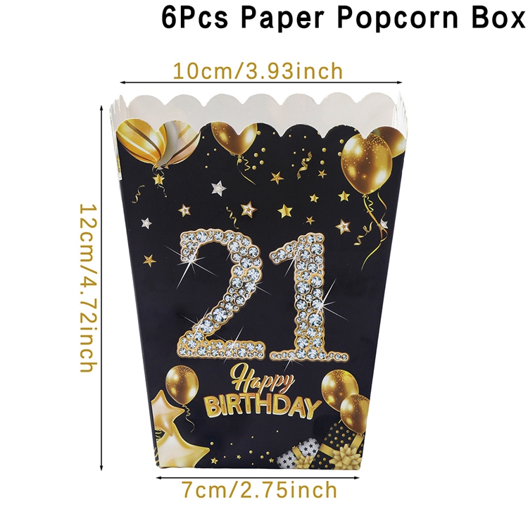 Black Gold Birthday Popcorn Box 18 years old Birthday Party Decor 18th 30th 40th 50th 60th Birthday Party Supplies Anniversary: Fluorescence Yellow