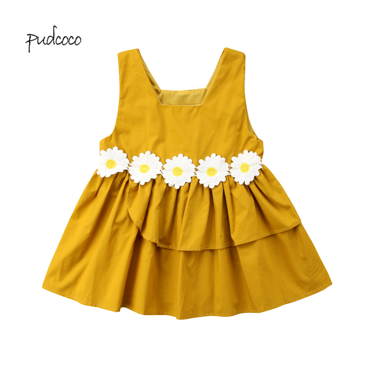 Pudcoco Kids Baby Meisjes Mouwloze Jurk Bloemen Tulle Party Trouwjurk