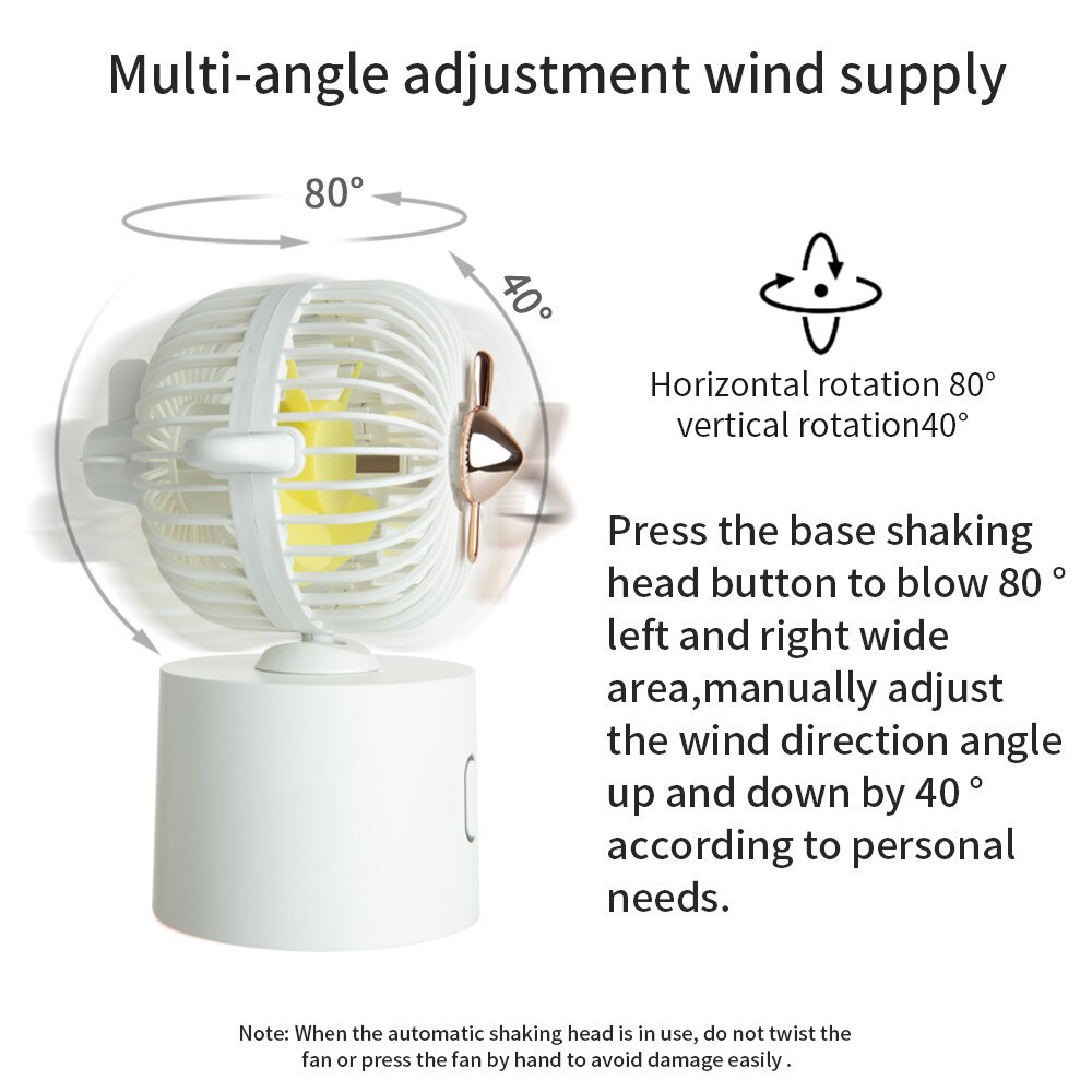 Low Noise Multi-function Mini Rechargeable Airplane-shaped Portable USB Mini Shaking Head Fan Desk/Handheld Eectric Fan