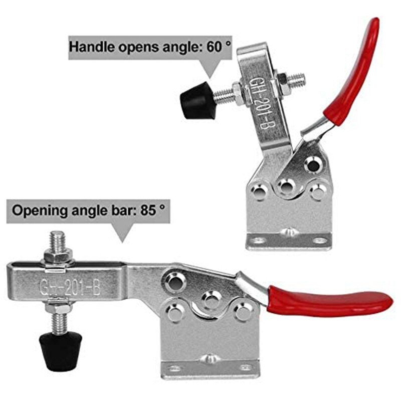 5 Pcs Toggle Clamp GH-201-B Adjustable Anti Slip Quick Release Tool 90KG Holding Capacity for Machine Operation Welding