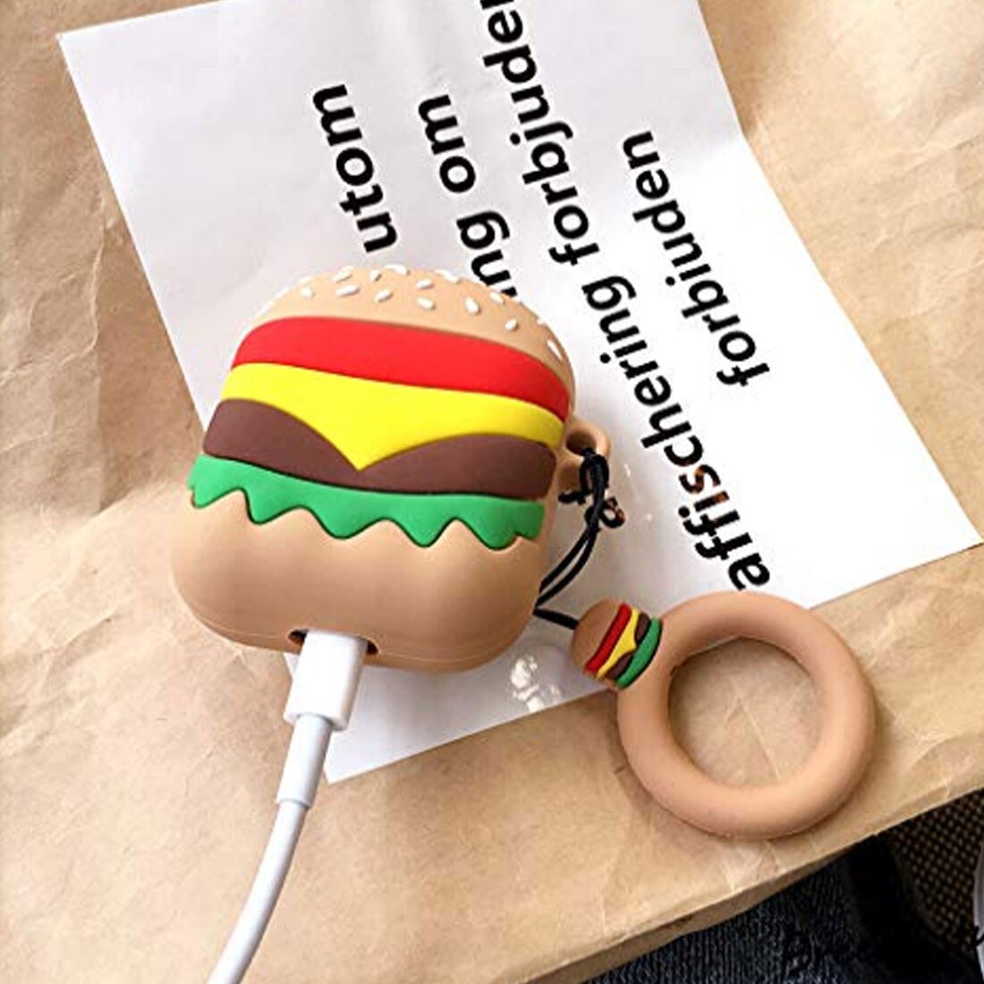 Hamburger hårt fodral bluetooth trådlöst hörlursfodral för airpods fodral skyddsfodral