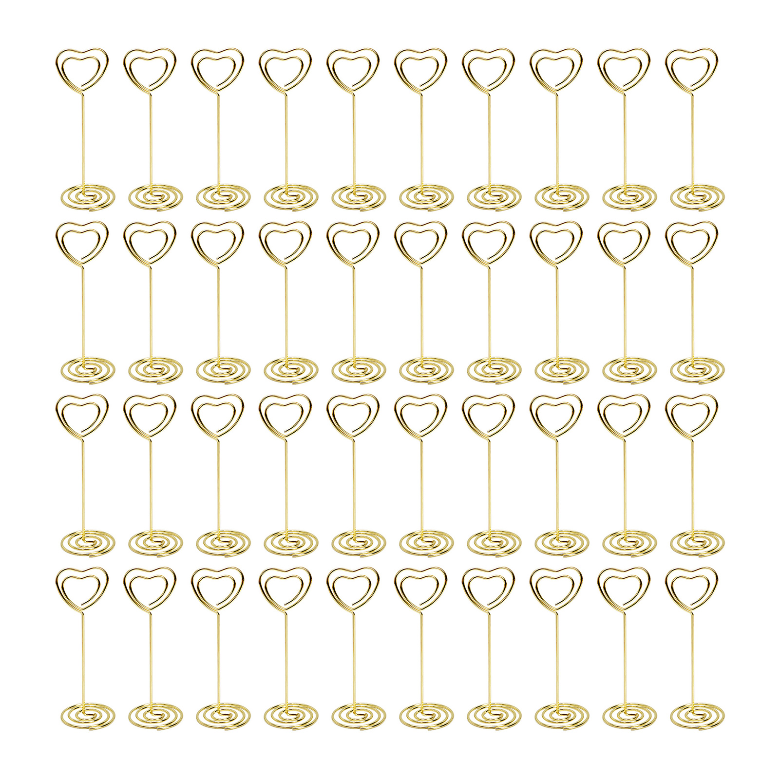 40pcs Memo Clip Party For Wedding Sign Stand Display Reusable Carbon Steel Wire Stable Table Decor Centerpiece Place Card Holder: Gold / Heart