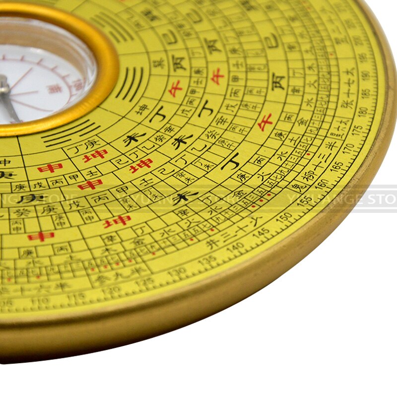 Fengshui kinesiskt forntida harts luopan kompass kopparaktig yta luo jing yi utarbeta luo pan 10cm