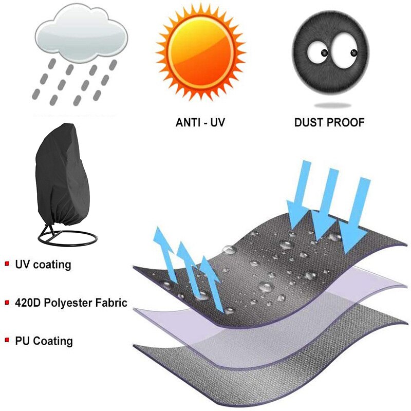 Outdoor Swing Eggshell Chair Dust Cover Garden Weave Hanging Egg Chair Seat Cover Anti-UV Waterproof Home Hanging Organizer