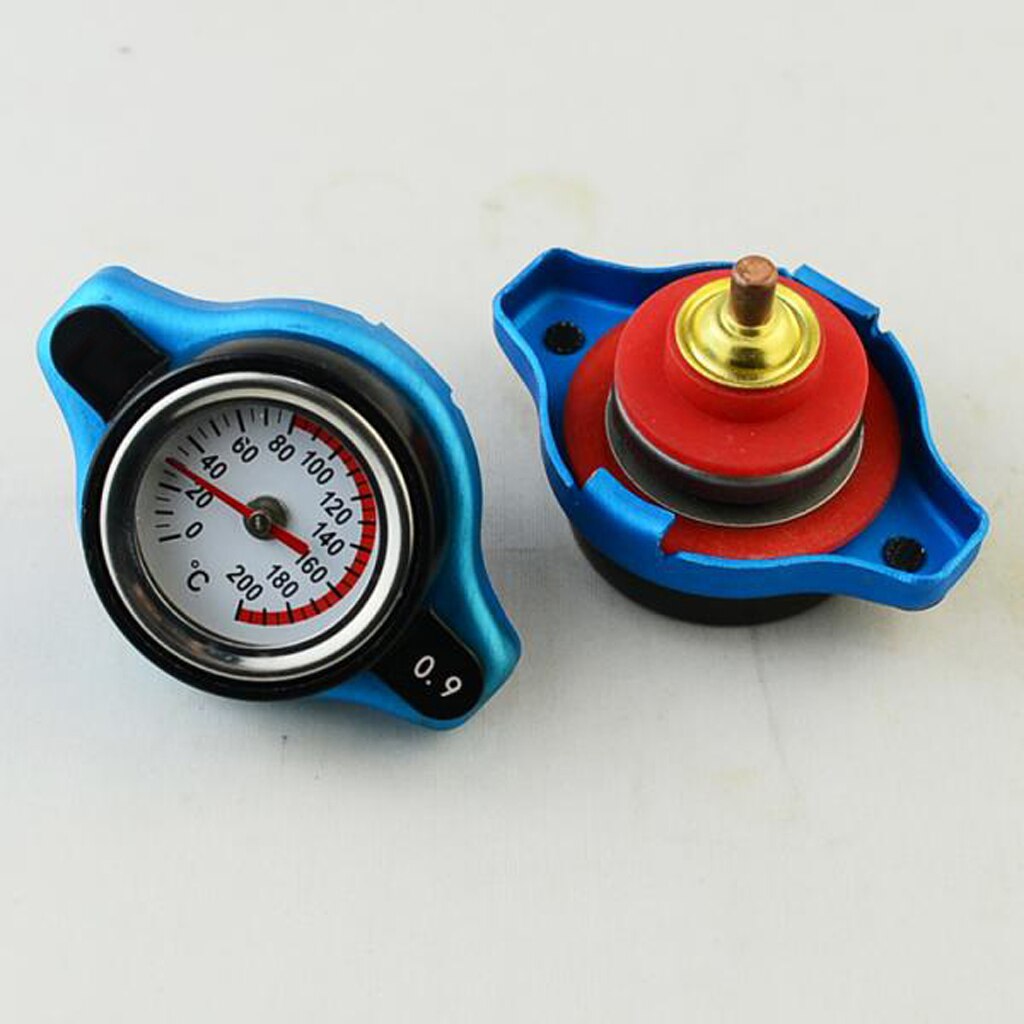 Psi Racing Auto Auto Radiator Water Druk Cap Temperatuurmeter 0.9Bar