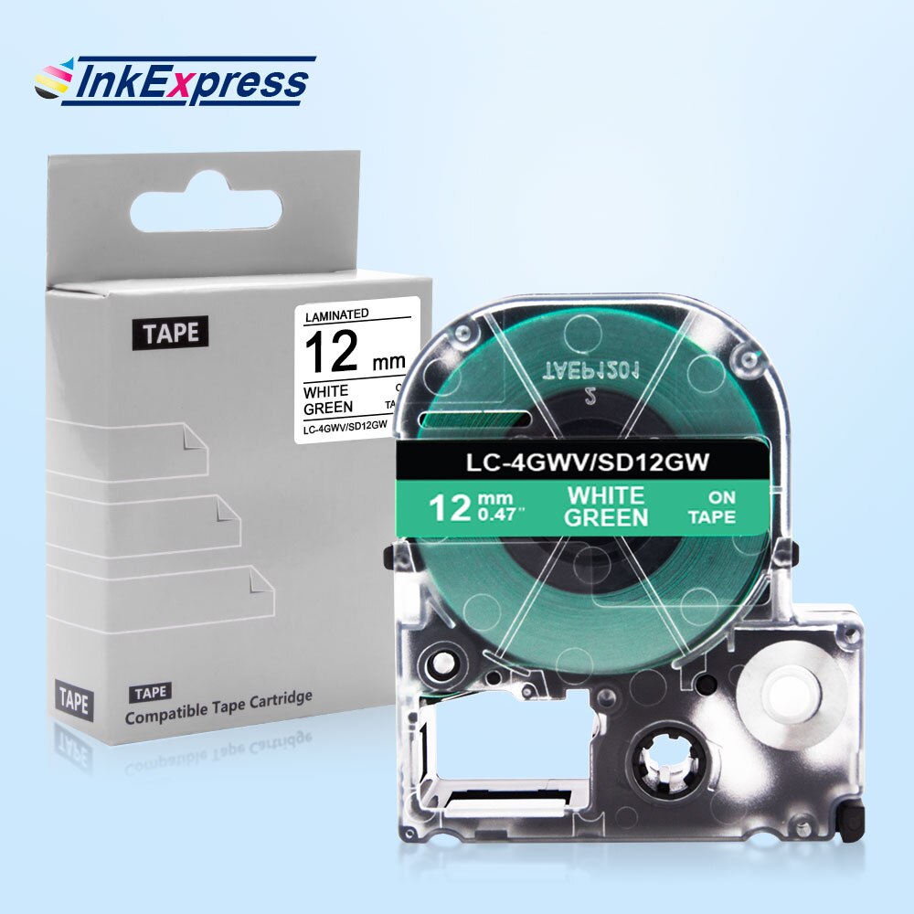 12mm taśma do projektora Epson król Jim SS12KW SC12RW SC12YW SC12BW SC12GW ST12KW taśma z etykietami LC-4WBN wstążki drukarki dla Epson drukarka do etykiet: White on Green