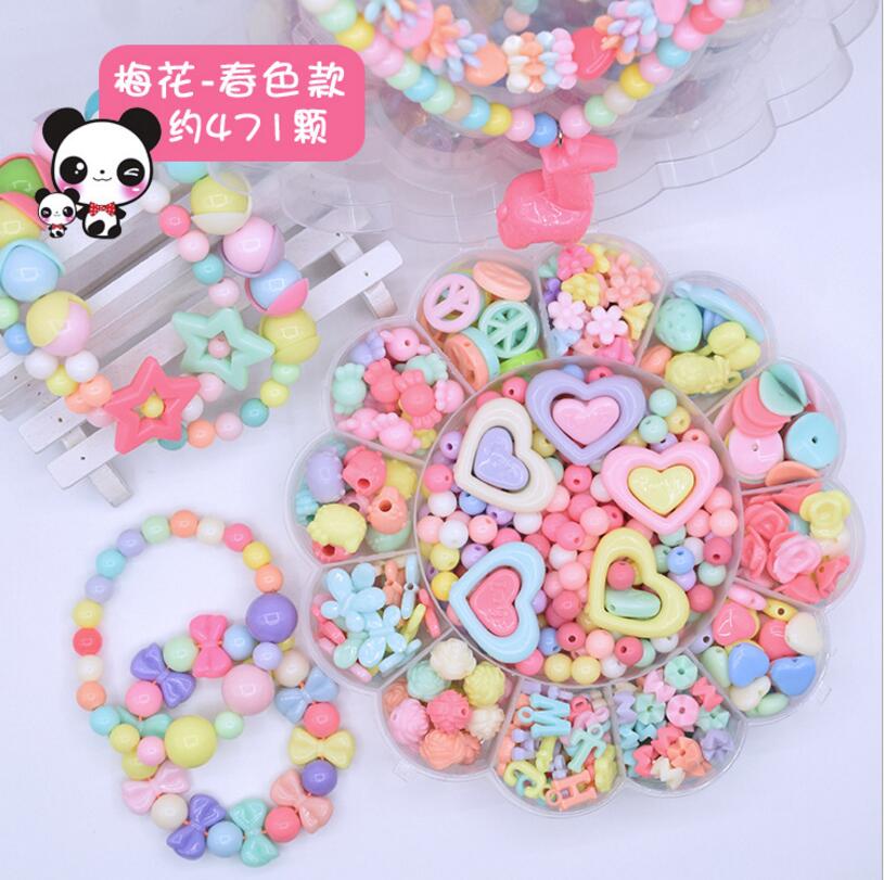 Kids Diy Handgemaakte Kralen Speelgoed Gemengde Losse Spacer Bedels Kralen Set Acryl Plastic Bead Case Ketting Armband: 471pcs