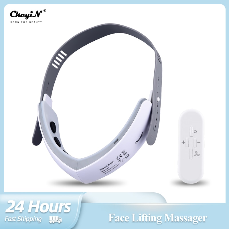 Ckeyin duplo queixo redutor elétrico v forma rosto massageador vibrador de levantamento facial massagem terapia fóton led dispositivo aperto