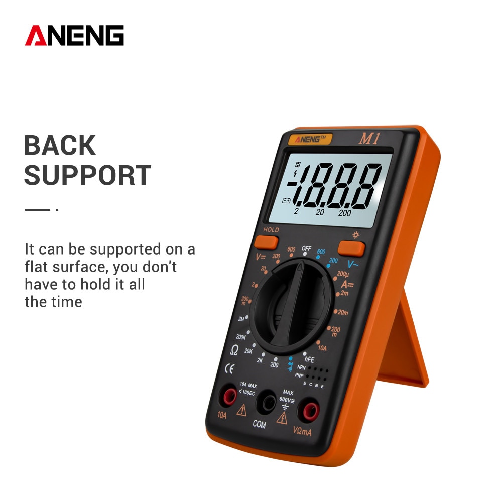 Draagbare aeng  m1 digitale multimeter lcd-achtergrondverlichting, hoge precisie ac/dc-spanning, stroom, weerstand, transistor, continuïteitstester