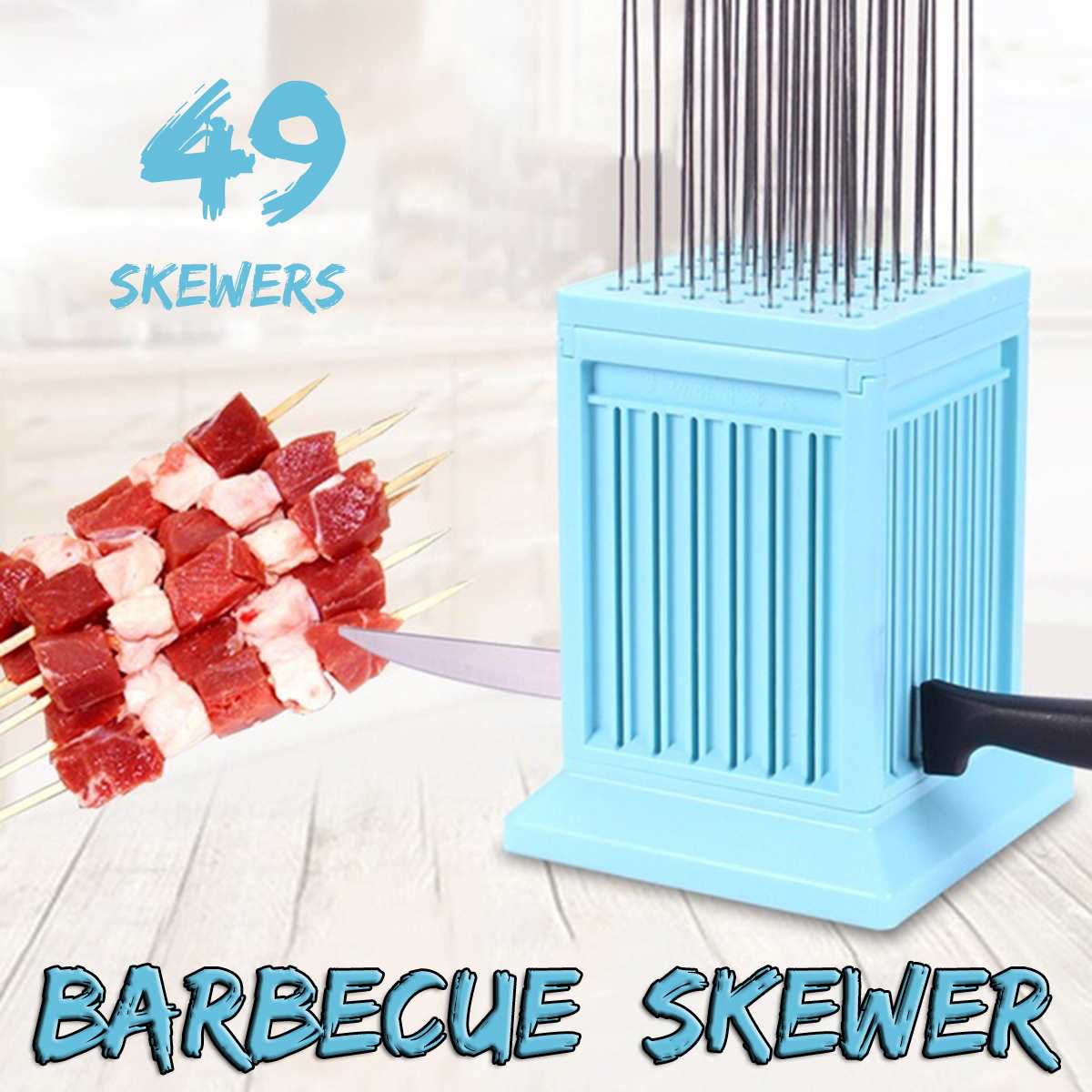 Bbq verktyg 49 hål kött spett kebab maker box maskin grill grill nötkött kött maker hem kök tillbehör utomhus camping