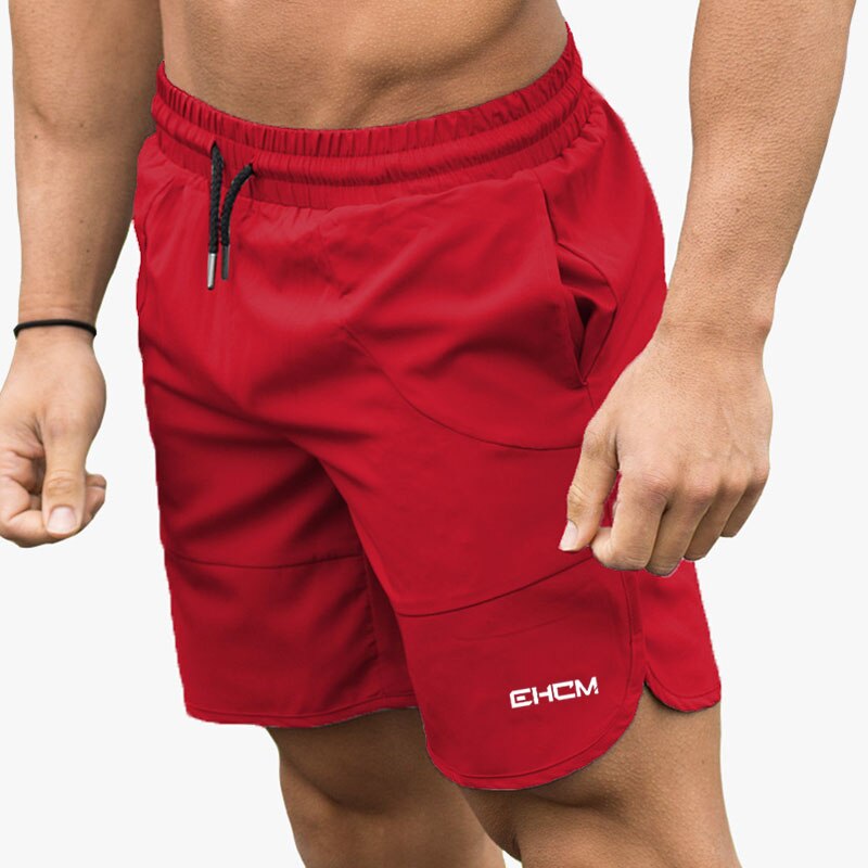 Men's Casual Elastic Waist Harem Training Jogger Sport Short Baggy Pants: Red / M