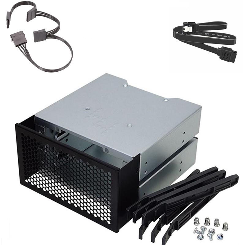 Cage pour disque dur SATA 5 pouces à 3X3.5 pouces, support pour disque dur, convertisseur adaptateur avec ventilateur, en acier inoxydable: A3