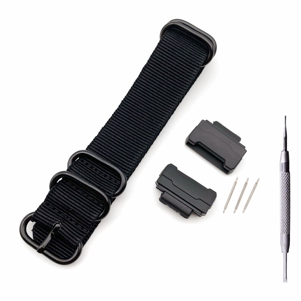 Nylon urrem til g-shock dw -5600 6900 ga-110 gw-m5610 dw-9052/ gls -8900 serie urremme  + 16mm grænseflade terminaler: Sort