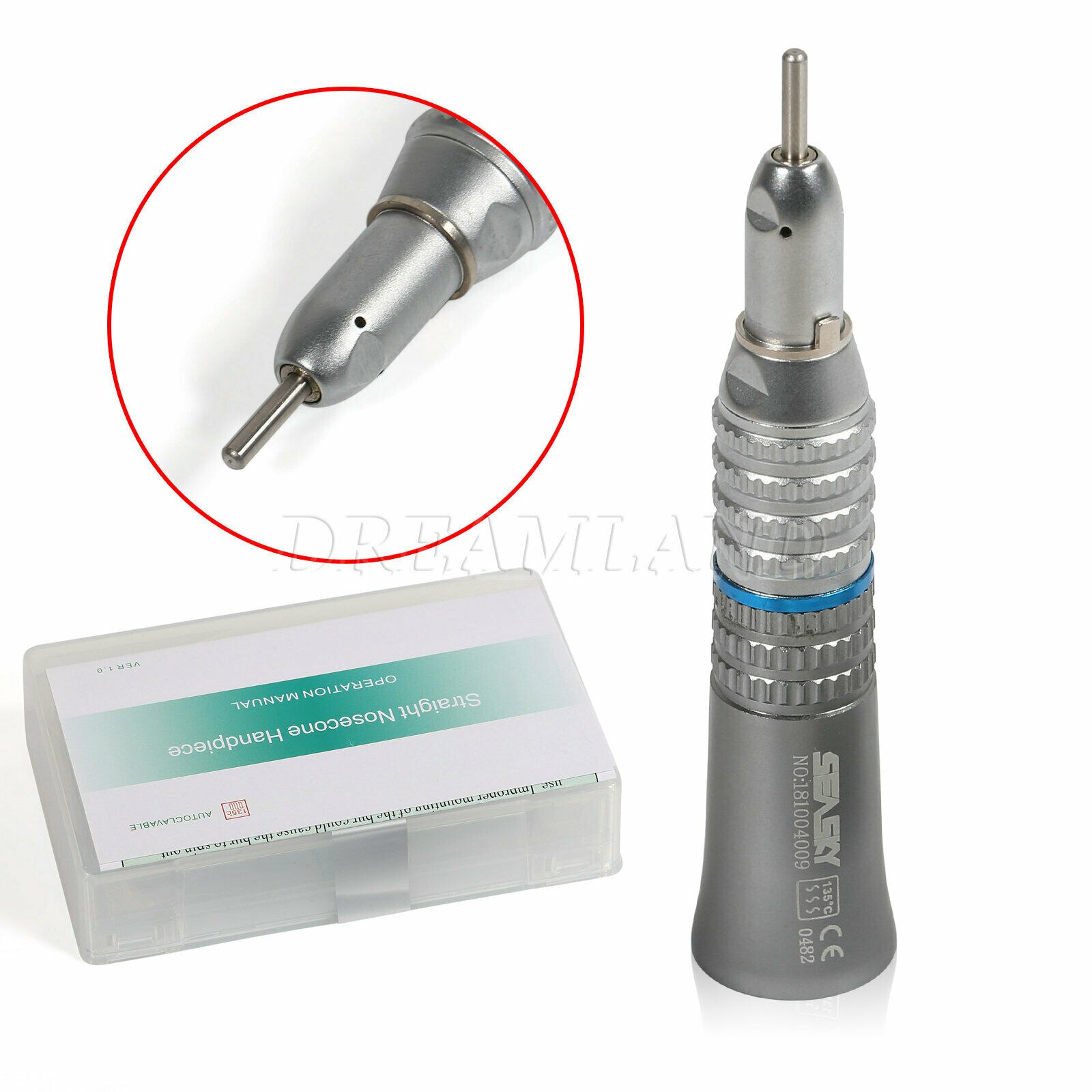 Micromotor eléctrico MARATHON para laboratorio Dental, 35K RPM, recta de velocidad lenta contraángulo de pieza de mano/10 taladros de fresas/100 tazas de pulido: Straight